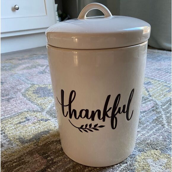Threshold Stoneware Hand Engraved Thankful Container - Picture 8 of 8
